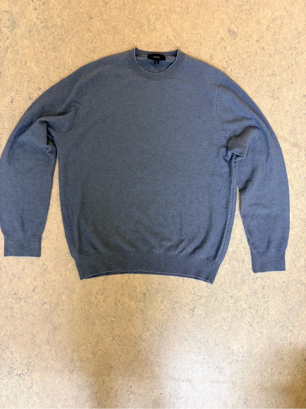 Vince. Men’s Large Wool Cashmere Knit Crewneck Sweater Blue Gray